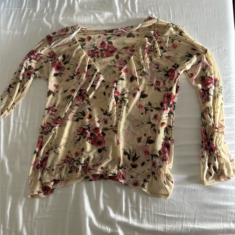 Potters Pot Mesh Floral long sleeved Blouse